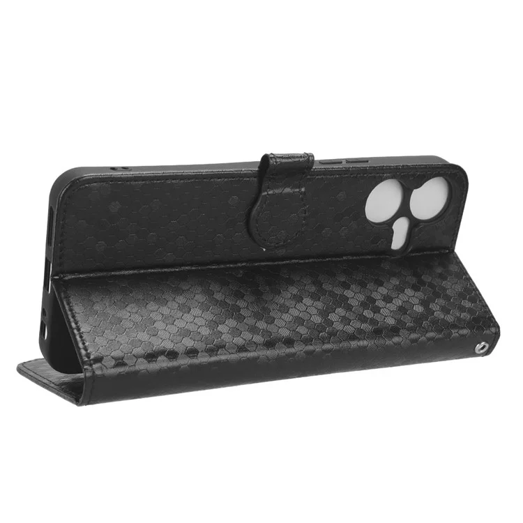 Para el TECNO Pova Neo 3 4G, funda de piel con patrón de puntos estampados, tipo billetera, soporte Carcasa de teléfono - Negro