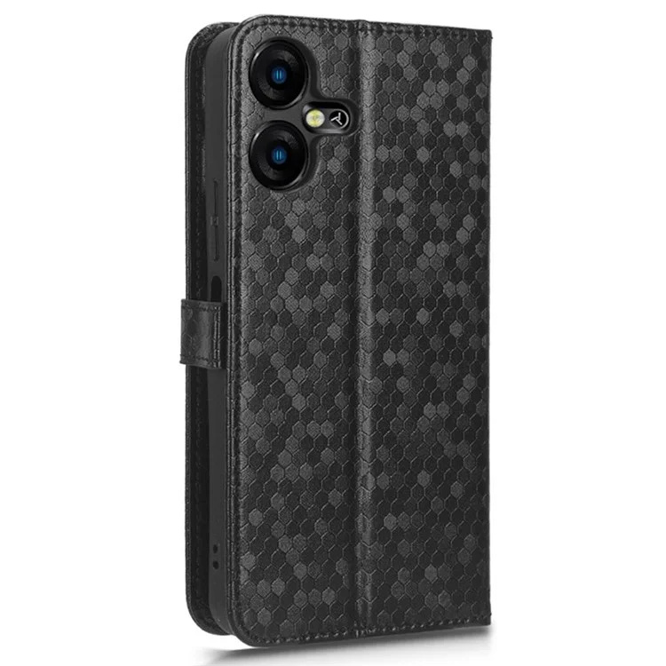 Para el TECNO Pova Neo 3 4G, funda de piel con patrón de puntos estampados, tipo billetera, soporte Carcasa de teléfono - Negro