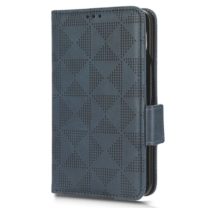 For Google Pixel Fold Phone Cover PU Leather Stand Wallet Imprinted Triangle Cell Phone Case Shell - Blue