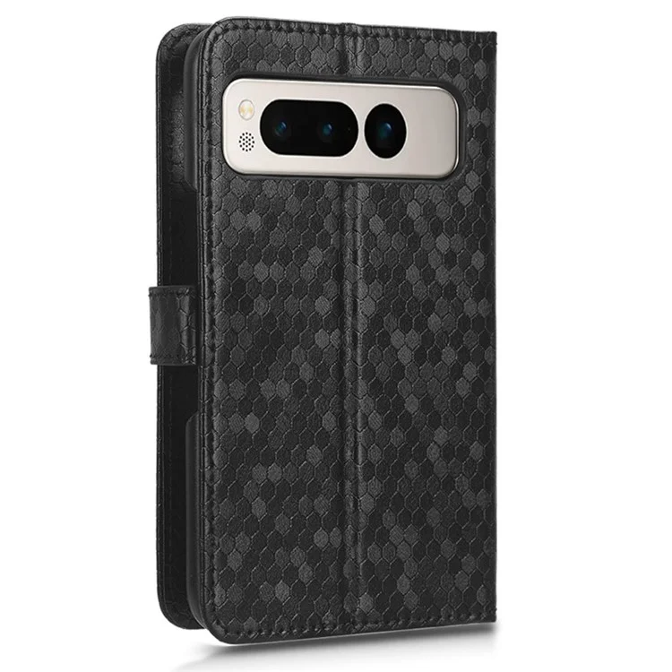 Per Google Pixel Fold Wallet Phone Shell PU Leather Stand Case Imprinted Dot Pattern Phone Cover - Nero