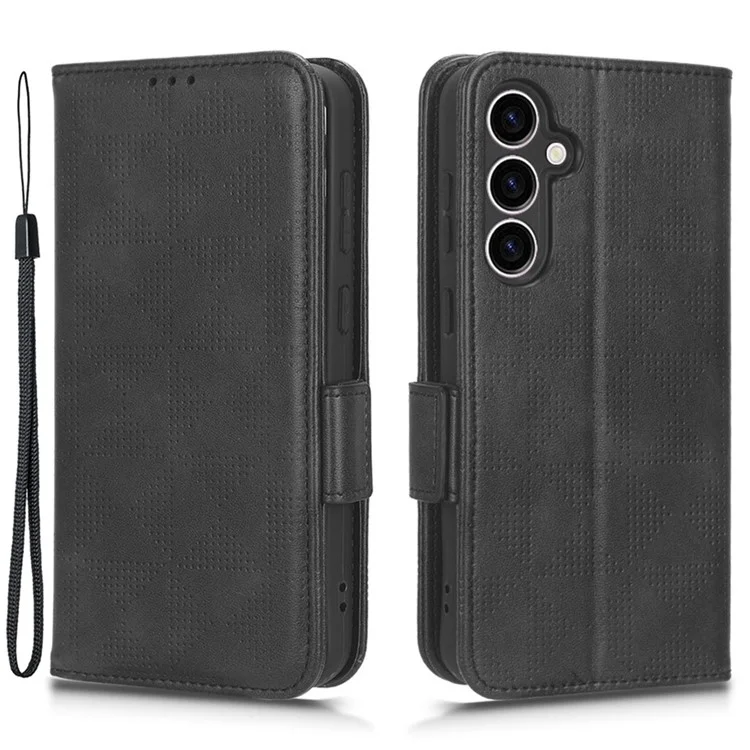 Для Samsung Galaxy S23 FE Чехол-книжка для телефона с имитацией треугольника PU кожа, чехол-кошелек со стойкой - черный