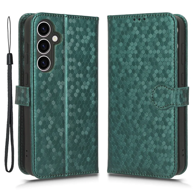 For Samsung Galaxy S23 FE Phone Wallet Case Dot Imprinted Stand PU Leather Cover - Green