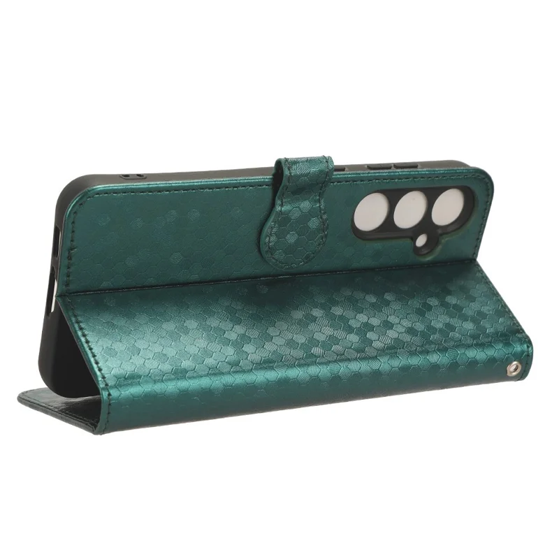 For Samsung Galaxy S23 FE Phone Wallet Case Dot Imprinted Stand PU Leather Cover - Green