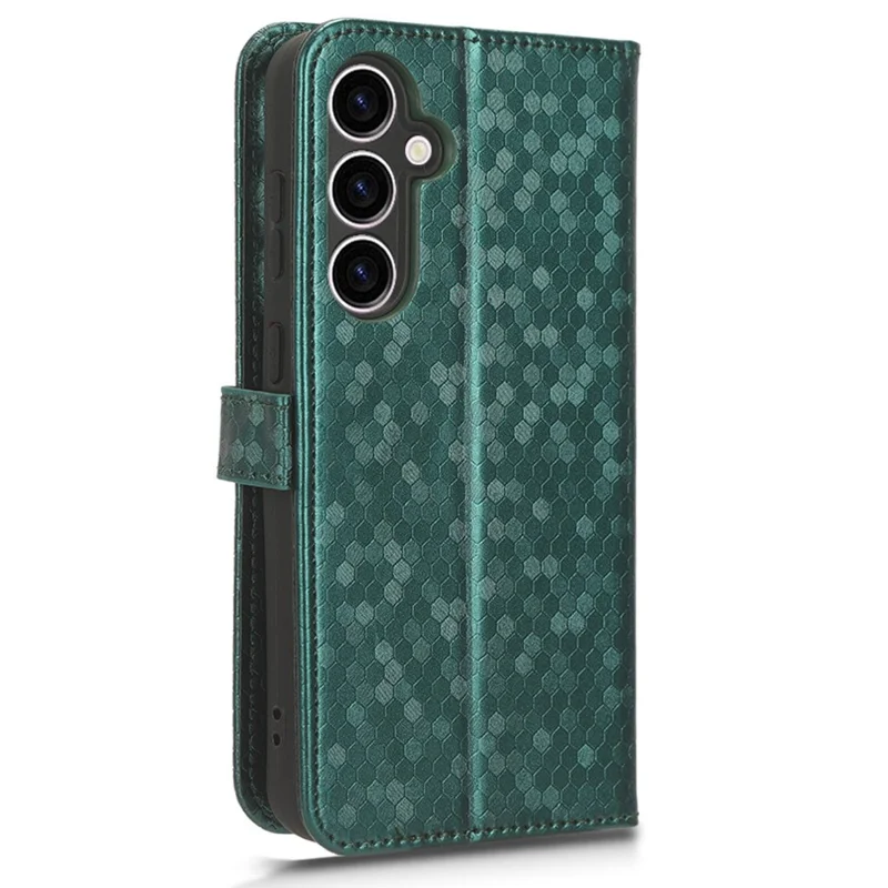 For Samsung Galaxy S23 FE Phone Wallet Case Dot Imprinted Stand PU Leather Cover - Green