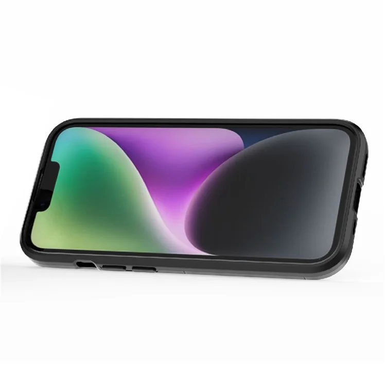 Für iPhone 15 Plus Ring Halter Kickstand Schutzhülle TPU+PC Handyhülle - Schwarz