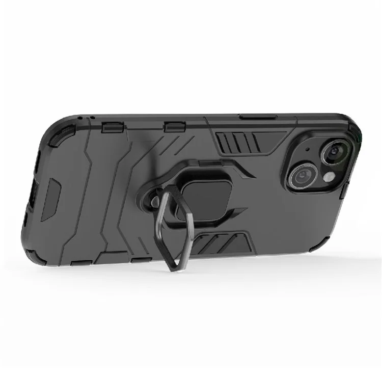 Für iPhone 15 Plus Ring Halter Kickstand Schutzhülle TPU+PC Handyhülle - Schwarz