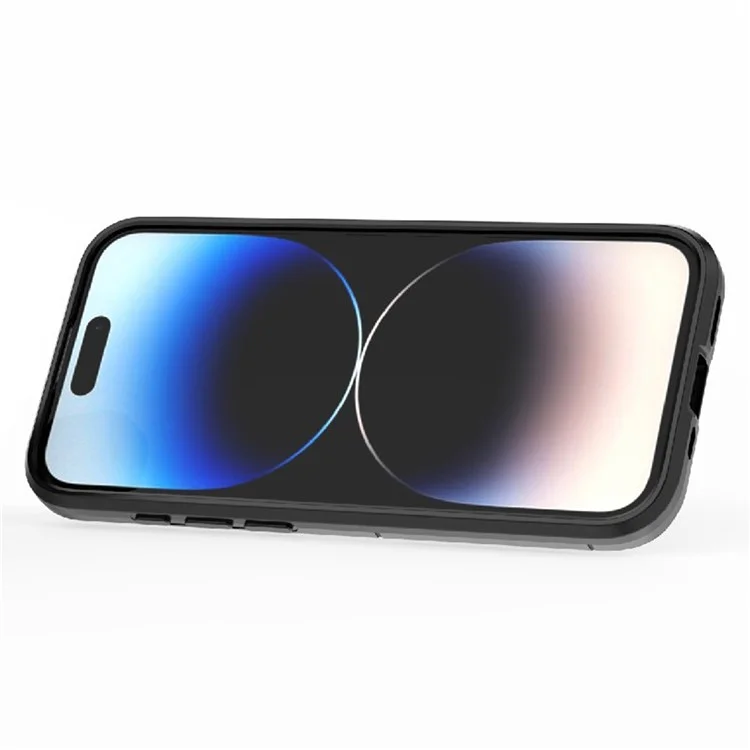 Für iPhone 15 Pro Anti-Drop-Cover TPU+PC-Handyhülle mit Ringhalter Ständer - Schwarz