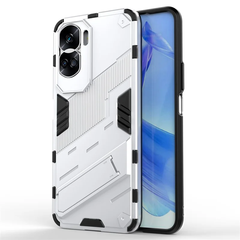 For Honor 90 Lite 5G / X50i 5G Drop Protection Phone Case Kickstand PC+TPU Back Cover - White
