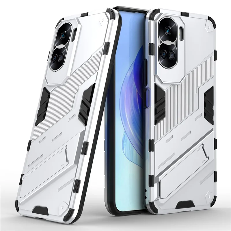 For Honor 90 Lite 5G / X50i 5G Drop Protection Phone Case Kickstand PC+TPU Back Cover - White