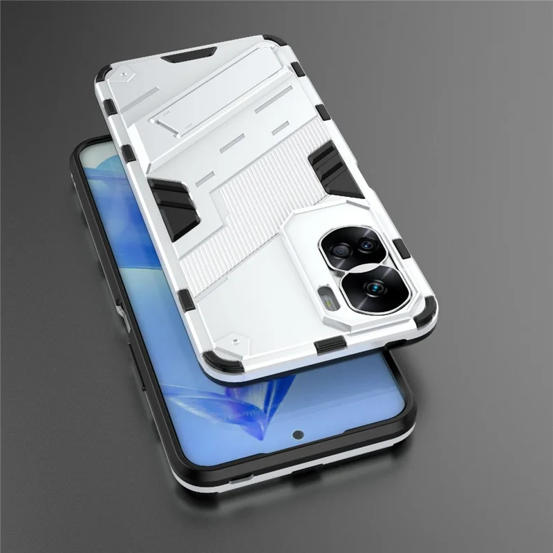 For Honor 90 Lite 5G / X50i 5G Drop Protection Phone Case Kickstand PC+TPU Back Cover - White