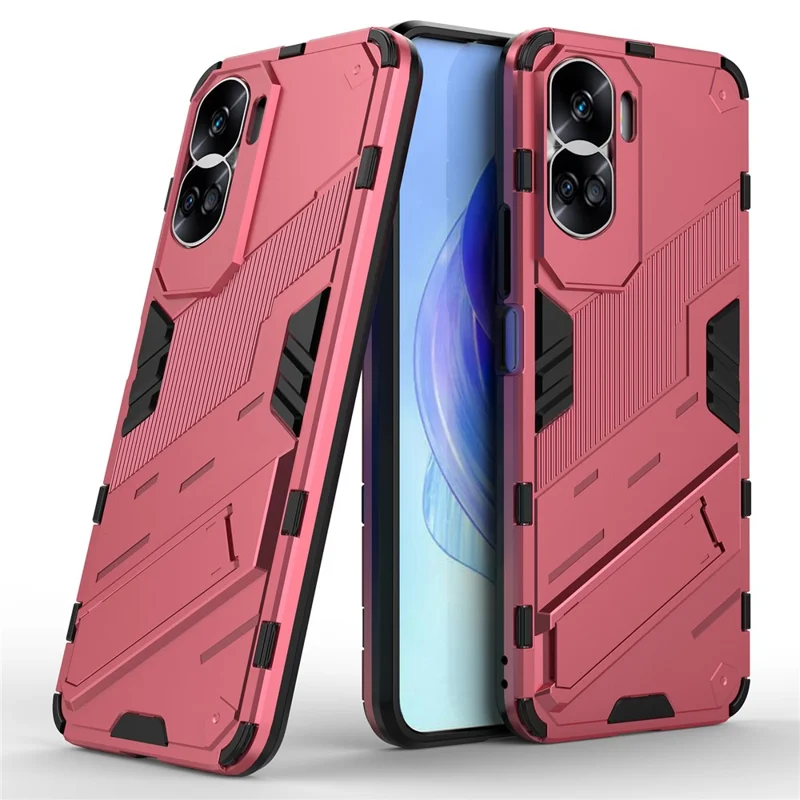 For Honor 90 Lite 5G / X50i 5G Drop Protection Phone Case Kickstand PC+TPU Back Cover - Rose