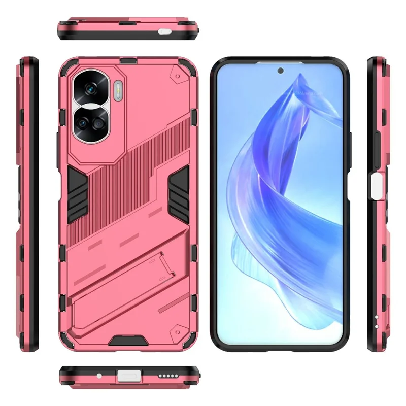 For Honor 90 Lite 5G / X50i 5G Drop Protection Phone Case Kickstand PC+TPU Back Cover - Rose