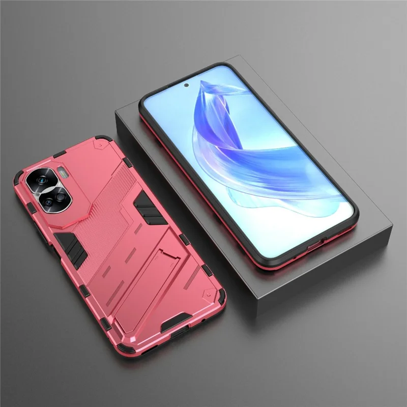 For Honor 90 Lite 5G / X50i 5G Drop Protection Phone Case Kickstand PC+TPU Back Cover - Rose