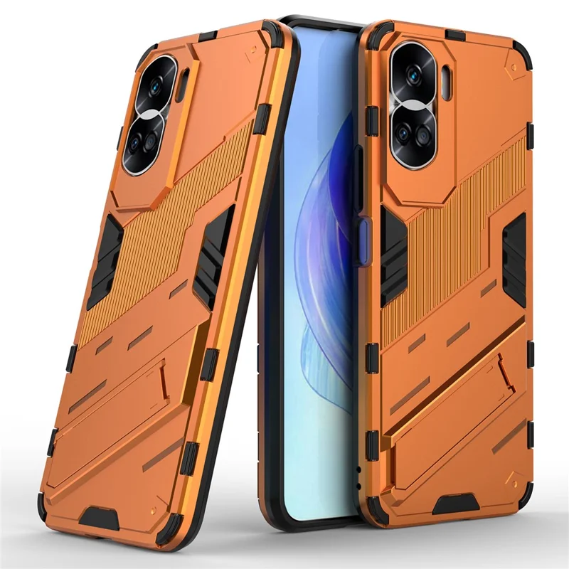 For Honor 90 Lite 5G / X50i 5G Drop Protection Phone Case Kickstand PC+TPU Back Cover - Orange