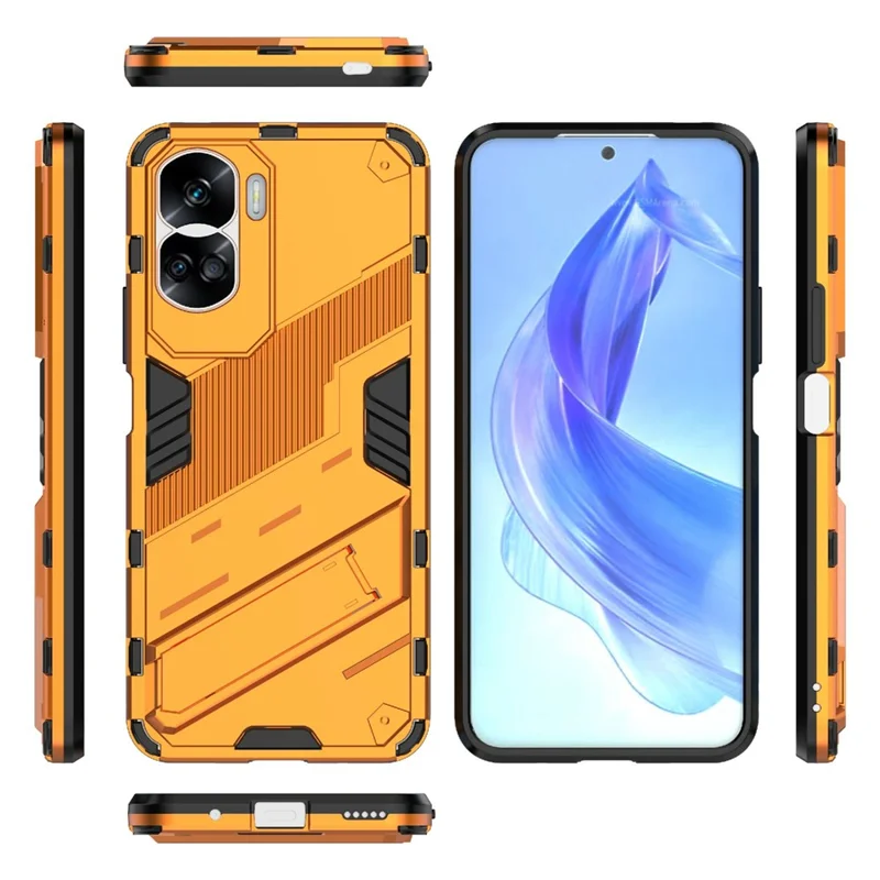 For Honor 90 Lite 5G / X50i 5G Drop Protection Phone Case Kickstand PC+TPU Back Cover - Orange