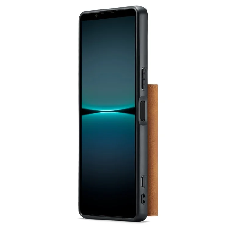 DG.MING M1 Series For Sony Xperia 1 V Magnetic Wallet Phone Case Anti-Drop Kickstand PC+TPU+PU Phone Cover - Brown