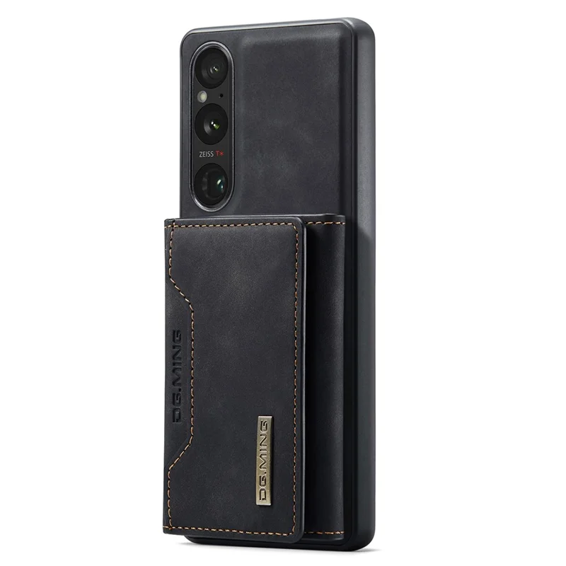 DG.MING M2 Series for Sony Xperia 1 V Magnetic Wallet Phone Case PU+PC+TPU Kickstand Phone Cover - Black