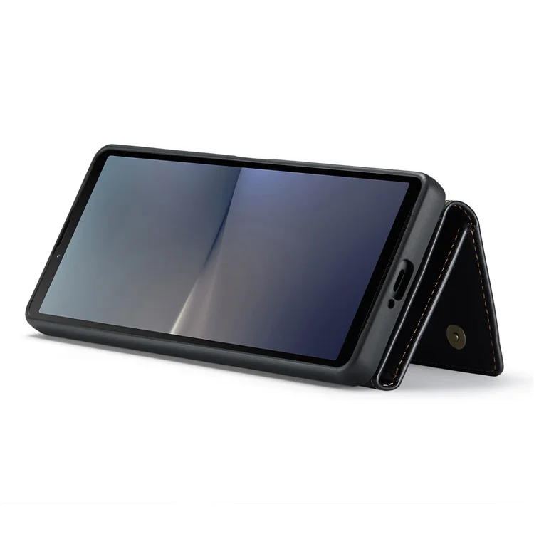 DG.MING M1 Series Anti-Drop Kickstand Case for Sony Xperia 10 V PC+TPU+PU Magnetic Wallet Phone Cover - Black