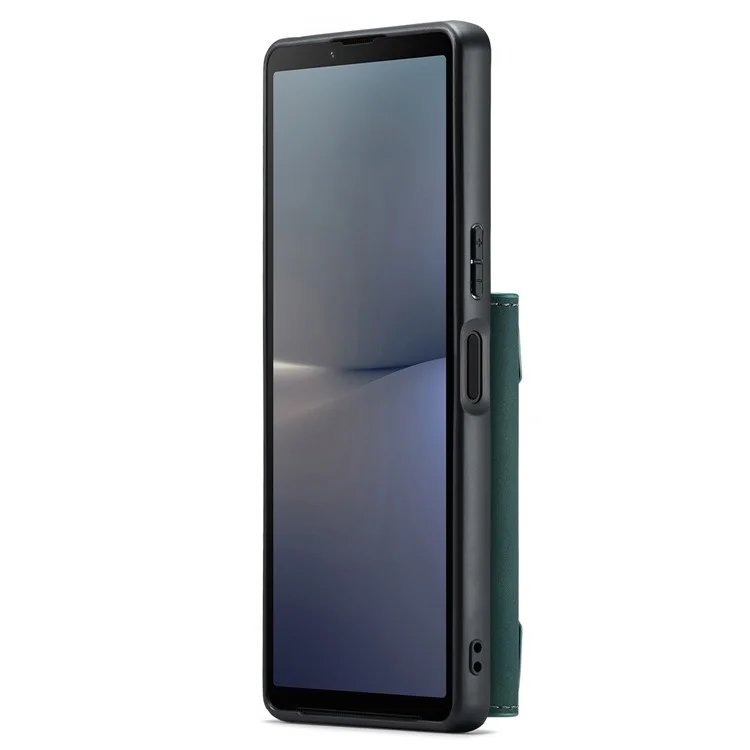 DG.MING M2 Series for Sony Xperia 10 V Shockproof Kickstand Case PU+PC+TPU Cover with Magnetic Wallet - Green