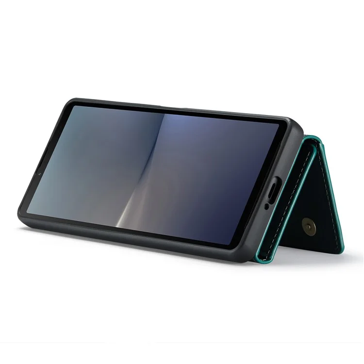 DG.MING M2 Series for Sony Xperia 10 V Shockproof Kickstand Case PU+PC+TPU Cover with Magnetic Wallet - Green
