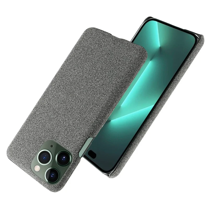 For iPhone 15 Pro Max Cloth+Hard PC Non-Slip Smartphone Case Shockproof Shell Protective Phone Cover - Grey
