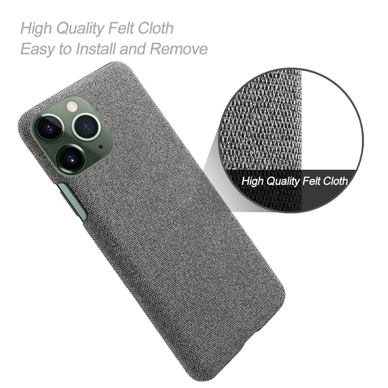 For iPhone 15 Pro Max Cloth+Hard PC Non-Slip Smartphone Case Shockproof Shell Protective Phone Cover - Grey