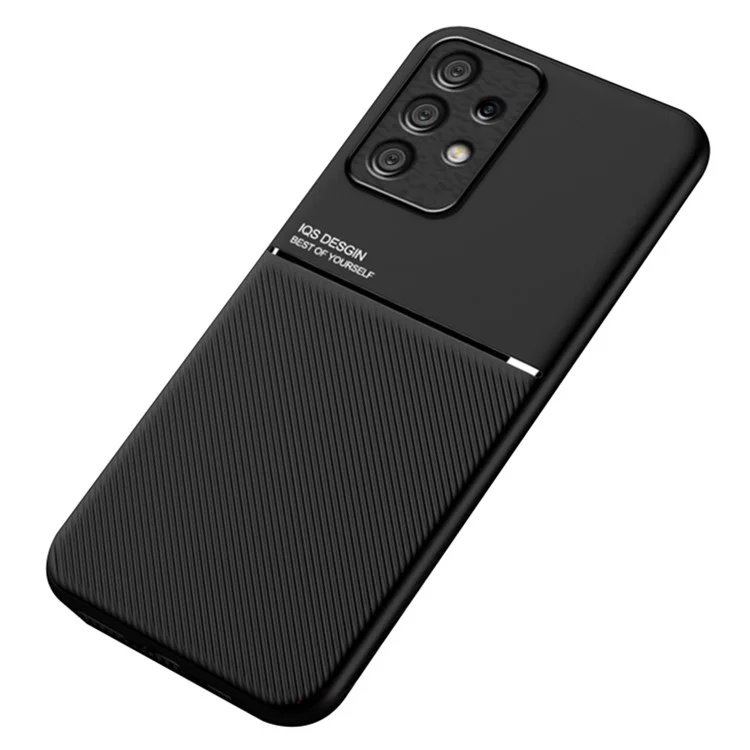 Phone Case for Samsung Galaxy A23 4G / A23 5G (Global Version) , PU Leather+TPU Lines Imprinted Cover - Black