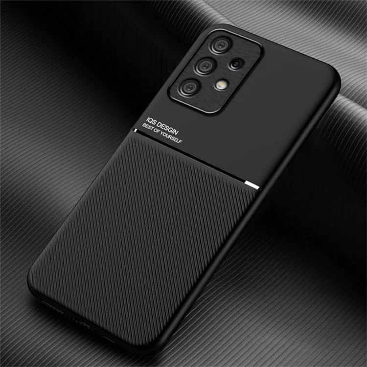 Phone Case for Samsung Galaxy A23 4G / A23 5G (Global Version) , PU Leather+TPU Lines Imprinted Cover - Black