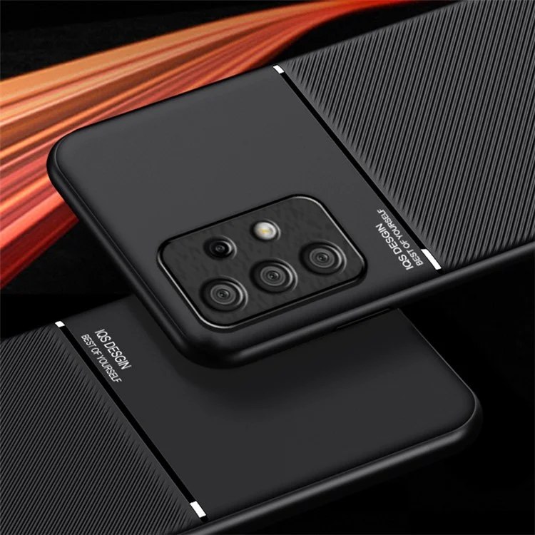 Phone Case for Samsung Galaxy A23 4G / A23 5G (Global Version) , PU Leather+TPU Lines Imprinted Cover - Black