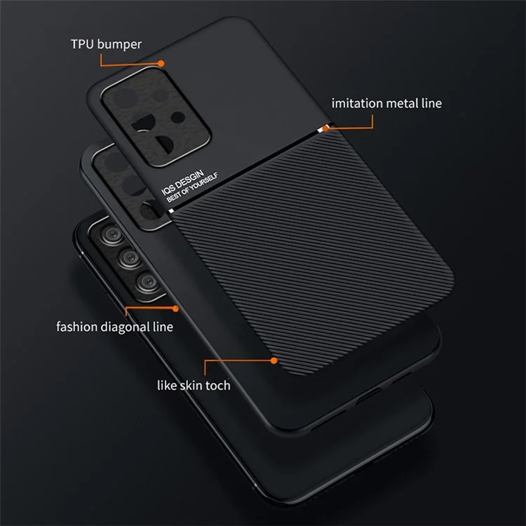 Phone Case for Samsung Galaxy A23 4G / A23 5G (Global Version) , PU Leather+TPU Lines Imprinted Cover - Black