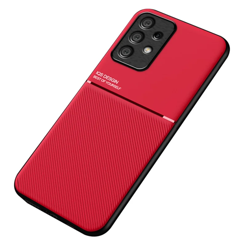Phone Case for Samsung Galaxy A23 4G / A23 5G (Global Version) , PU Leather+TPU Lines Imprinted Cover - Red