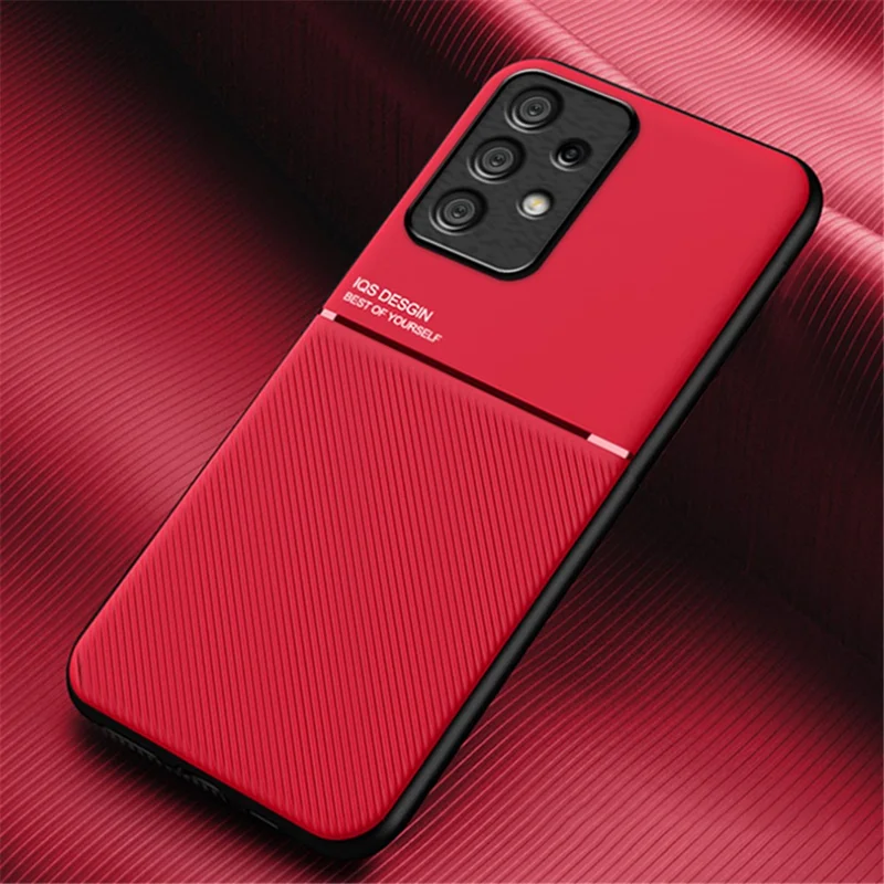 Phone Case for Samsung Galaxy A23 4G / A23 5G (Global Version) , PU Leather+TPU Lines Imprinted Cover - Red