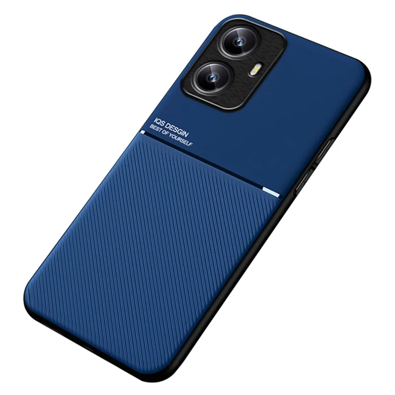 Pour Realme C55 4G Lignes imprimées Étui de téléphone en cuir PU + TPU Housse anti-dérapante Prise en charge du support de voiture magnétique - Bleu