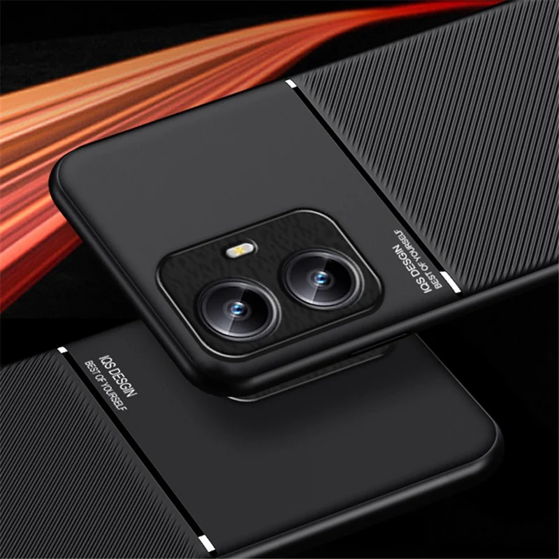 Pour Realme C55 4G Lignes imprimées Étui de téléphone en cuir PU + TPU Housse anti-dérapante Prise en charge du support de voiture magnétique - Bleu