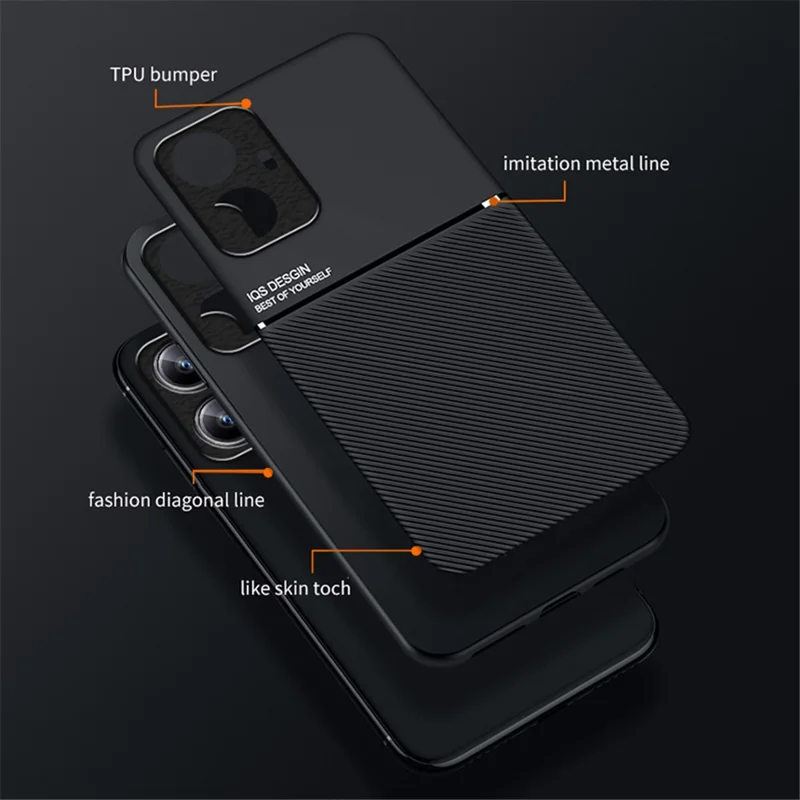 Pour Realme C55 4G Lignes imprimées Étui de téléphone en cuir PU + TPU Housse anti-dérapante Prise en charge du support de voiture magnétique - Bleu