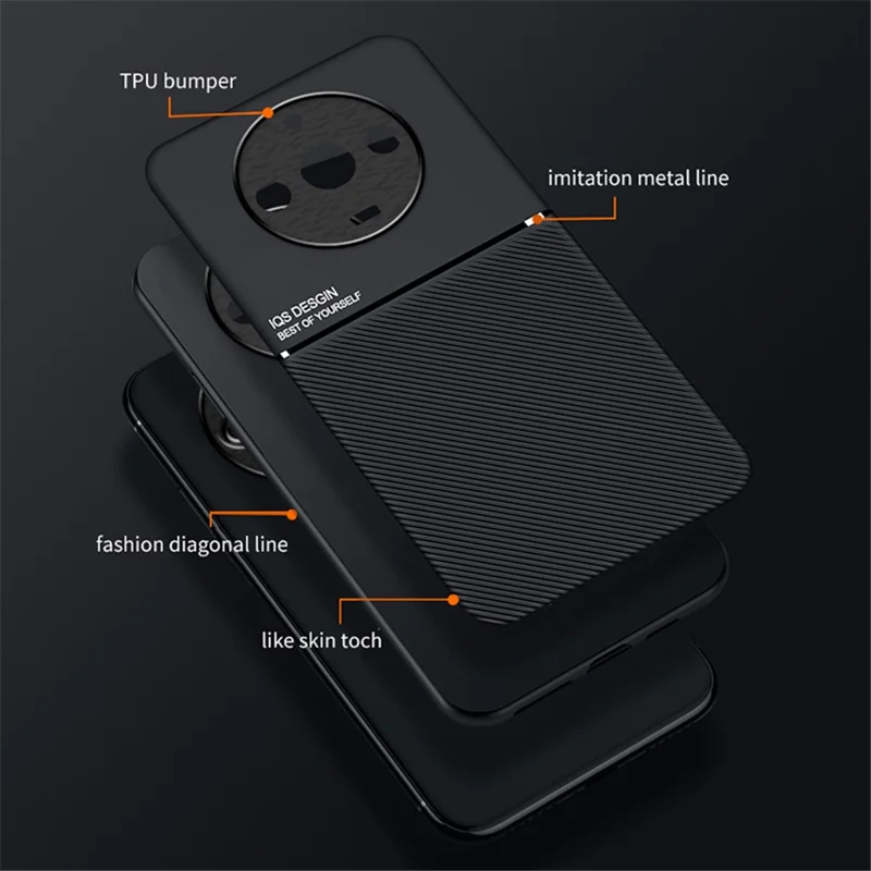 Per Realme 11 5G Case PU Leather+TPU Linee Coperchio Telefonico Impronta Con Lamiera in Metallo a Supporto Magnetico Incorporato - Blu