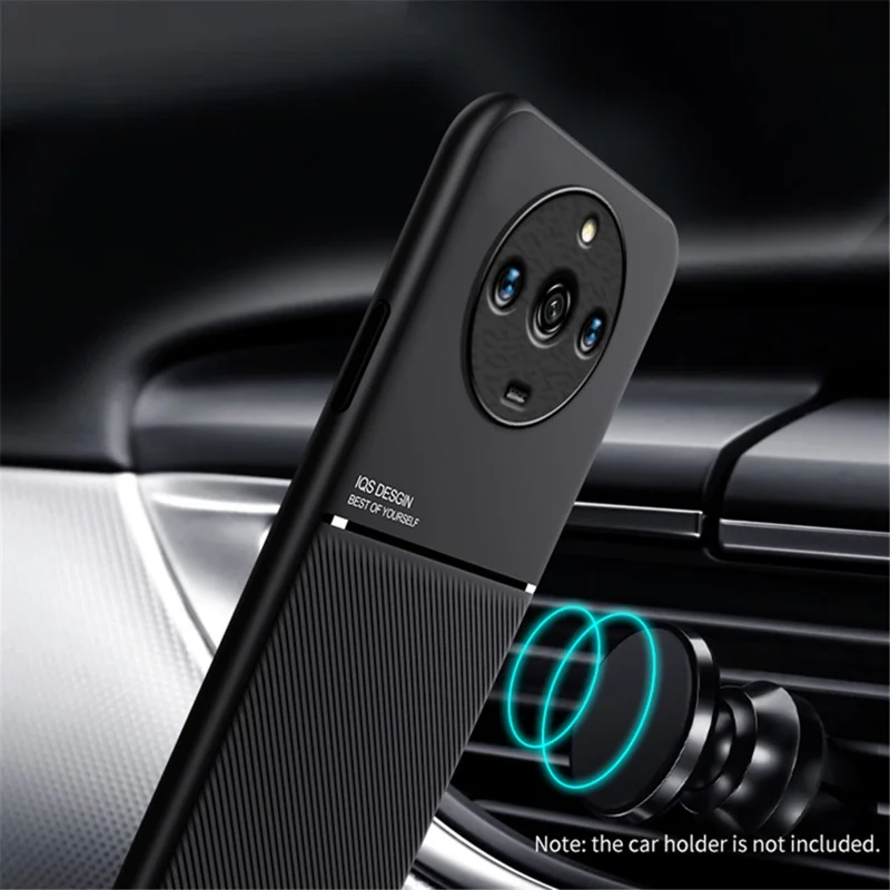 Per Realme 11 5G Case PU Leather+TPU Linee Coperchio Telefonico Impronta Con Lamiera in Metallo a Supporto Magnetico Incorporato - Blu