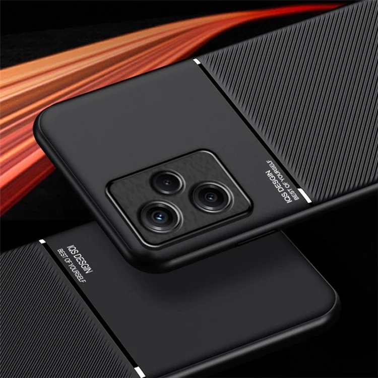 Чехол для телефона Infinix Hot 30i X669, из искусственной кожи+ТПУ+ПК с нанесенными линиями, с встроенным магнитным держателем, металлическая пластина - черный