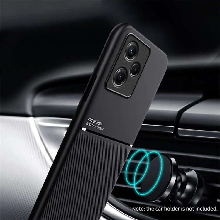 Чехол для телефона Infinix Hot 30i X669, из искусственной кожи+ТПУ+ПК с нанесенными линиями, с встроенным магнитным держателем, металлическая пластина - черный