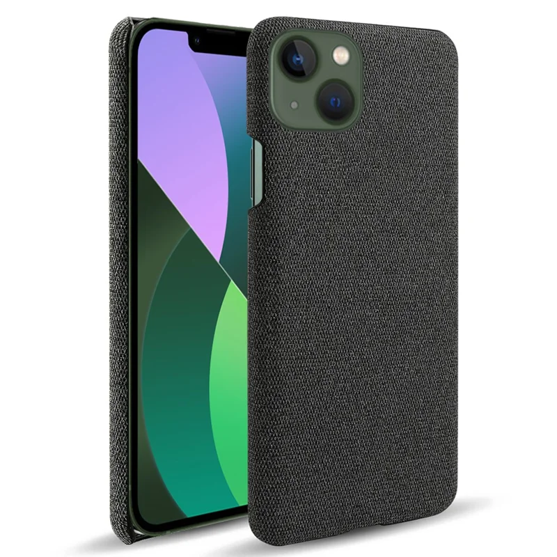 For iPhone 15 Plus Anti-collision Hard PC+Cloth Phone Cover Shell Protective Mobile Phone Case - Black