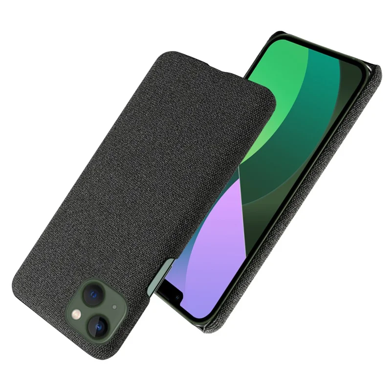 For iPhone 15 Plus Anti-collision Hard PC+Cloth Phone Cover Shell Protective Mobile Phone Case - Black