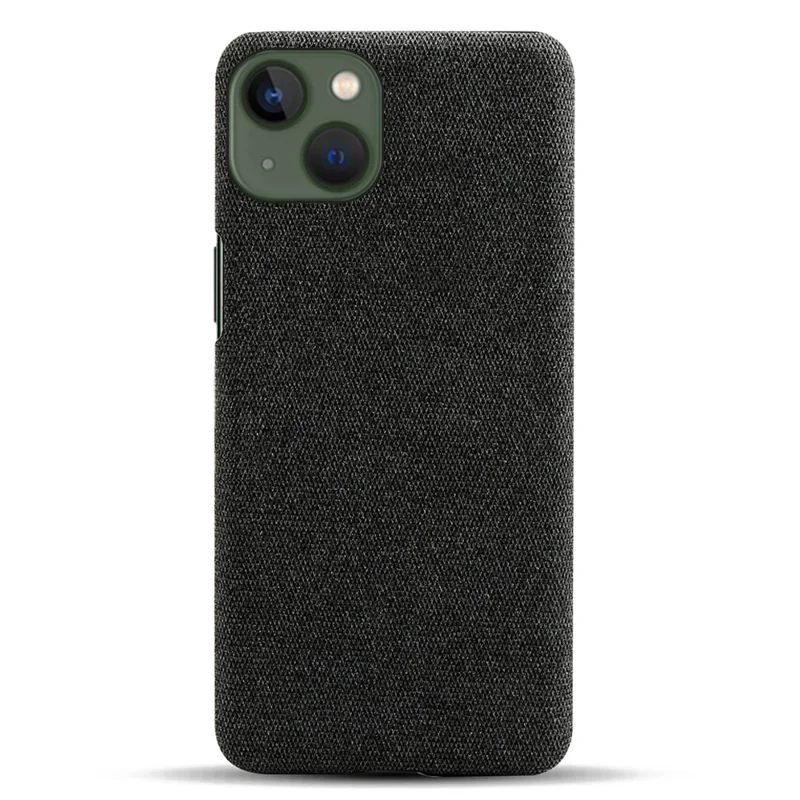 For iPhone 15 Plus Anti-collision Hard PC+Cloth Phone Cover Shell Protective Mobile Phone Case - Black