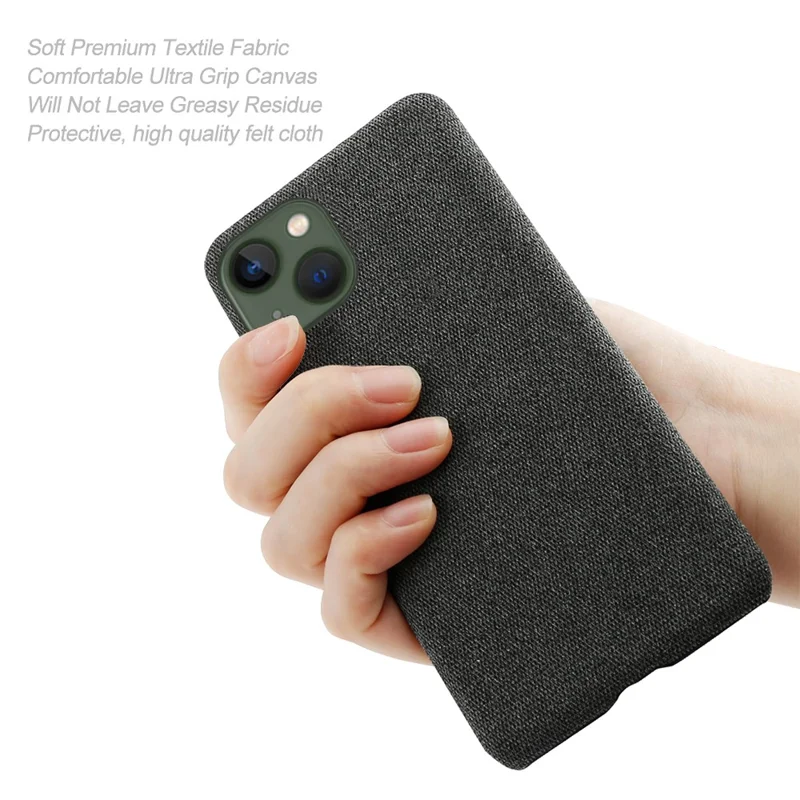 For iPhone 15 Plus Anti-collision Hard PC+Cloth Phone Cover Shell Protective Mobile Phone Case - Black