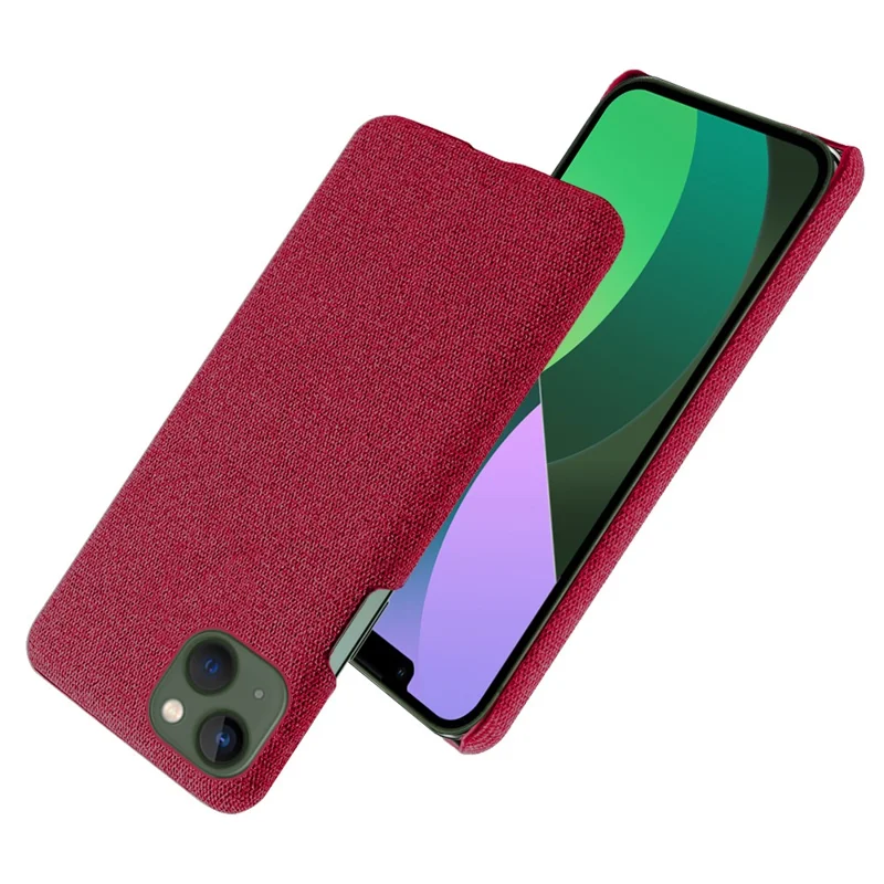For iPhone 15 Cell Phone Case Shockproof Shell Anti-Dust Cloth+Hard PC Phone Cover - Red