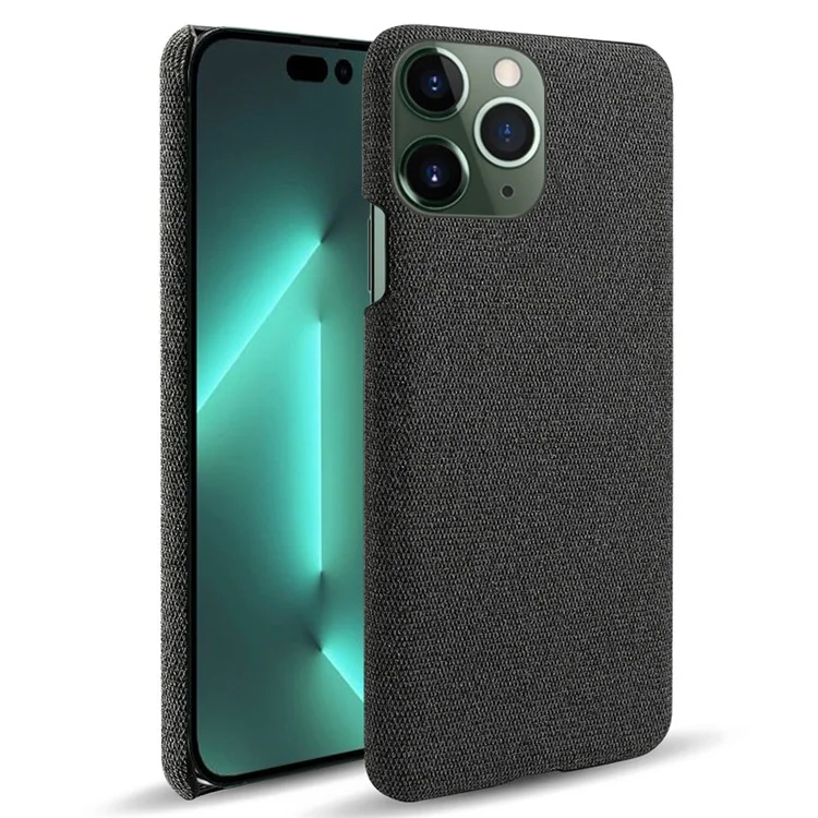 For iPhone 15 Pro Non-Slip Case Cloth+Hard PC Shockproof Shell Protective Phone Cover - Black