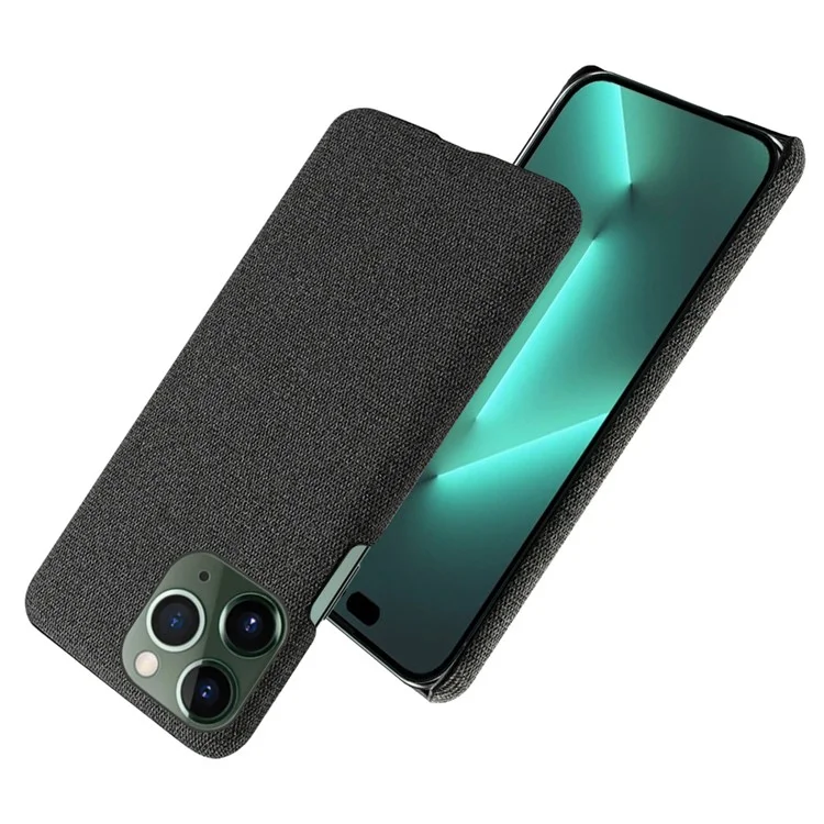 For iPhone 15 Pro Non-Slip Case Cloth+Hard PC Shockproof Shell Protective Phone Cover - Black