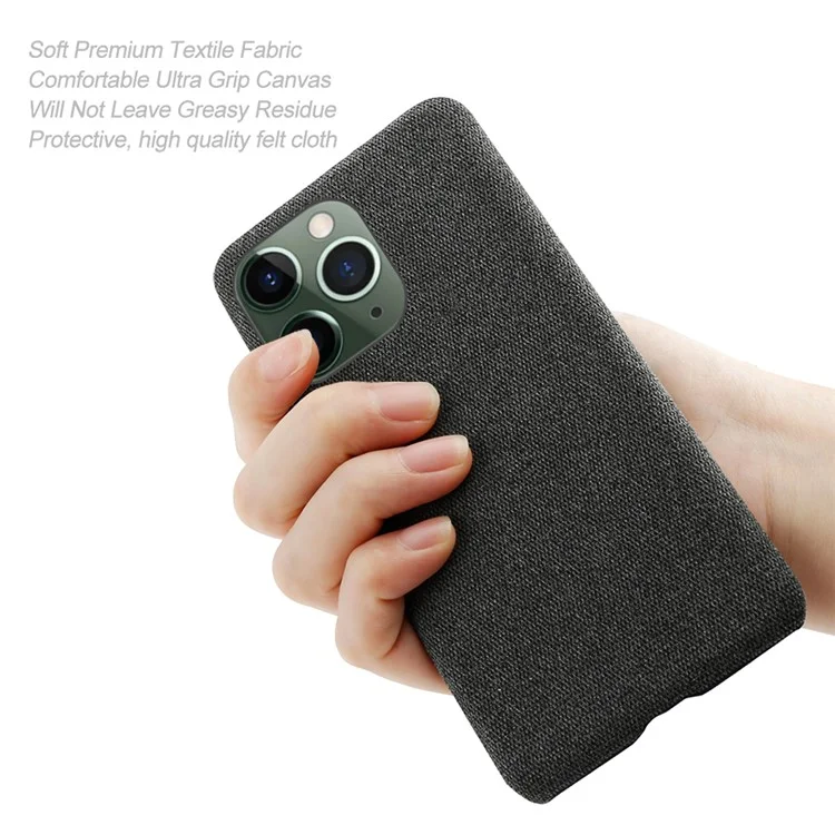 For iPhone 15 Pro Non-Slip Case Cloth+Hard PC Shockproof Shell Protective Phone Cover - Black