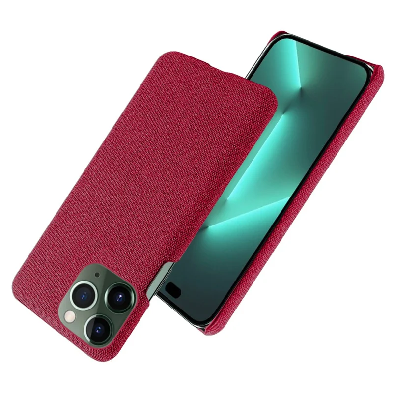 For iPhone 15 Pro Non-Slip Case Cloth+Hard PC Shockproof Shell Protective Phone Cover - Red