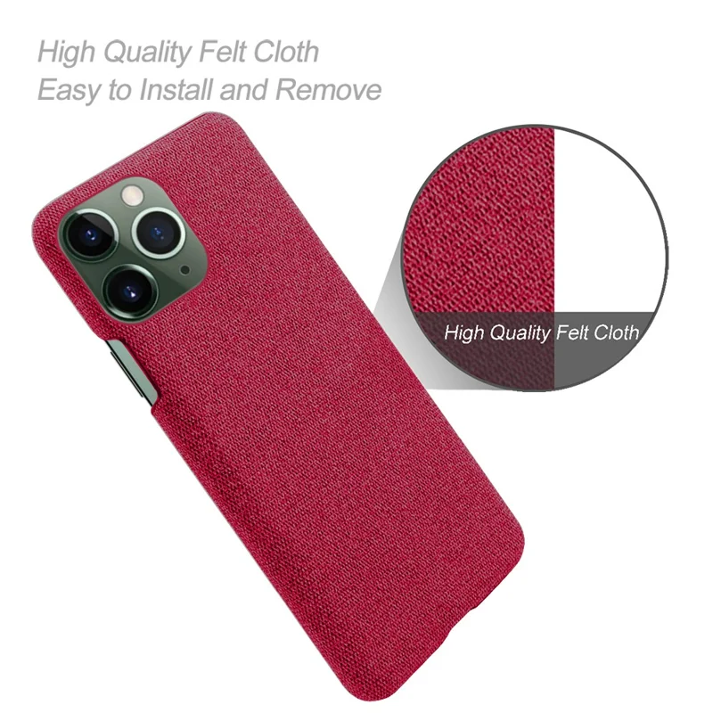 For iPhone 15 Pro Non-Slip Case Cloth+Hard PC Shockproof Shell Protective Phone Cover - Red