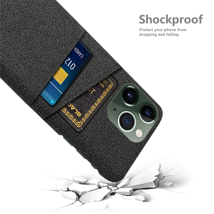 Dual Card Holder Phone Case für iPhone 15 Pro Max Harte PC + Tuch Anti-Kratzer Handyhülle - Schwarz